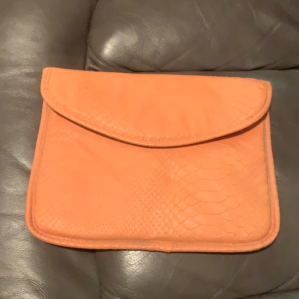Coral Snakeskin Clutch/Tech Case